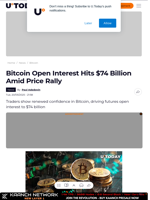 Bitcoin Open Interest Hits $74 Billion Amid Price Rally