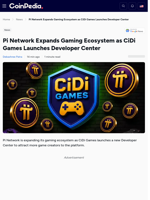 Pi Network Expands Gaming Ecosystem as CiDi Games Launches Developer Center