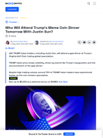 Who Will Attend Trump’s Crypto Dinner Tomorrow with Justin Sun?