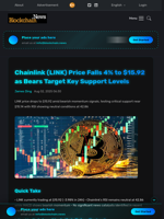 Chainlink (LINK) Price Falls 4% to $15.92 as Bears Target Key Support Levels - Blockchain.News