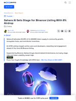 Sahara Unveils Tokenomics and Airdrop Ahead of Binance Listing