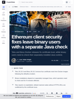 Ethereum client security fixes leave binary users with a separate Java check