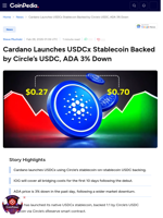 Cardano Launches USDCx Stablecoin Backed by Circle’s USDC, ADA 3% Down
