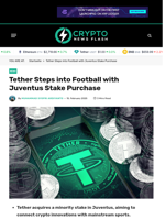 Tether Steps into Football with Juventus Stake Purchase - Crypto News Flash