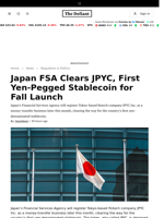 Japan FSA Clears JPYC, First Yen-Pegged Stablecoin for Fall Launch - 