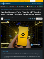 Binance Pulls Plug On NFT Service, Sets 1-Month Deadline To Withdraw Assets