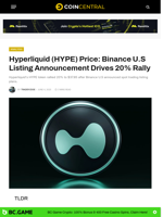 Hyperliquid (HYPE) Price: Binance U.S Listing Announcement Drives 20% Rally - CoinCentral