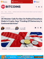 UK Minister Calls For Ban On Political Donations Made In Crypto: Says 