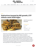 Gold prices buoyed by M2 growth, ETF inflows amid 2026 highs