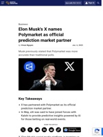 Elon Musk's X names Polymarket as official prediction market partner