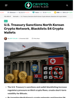 U.S. Treasury Sanctions North Korean Crypto Network, Blacklists 54 Crypto Wallets
