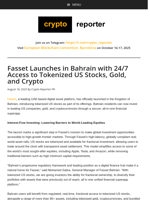 Fasset Launches in Bahrain with 24/7 Access to Tokenized US Stocks, Gold, and Crypto