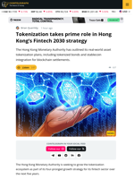 HKMA To Ramp Up Tokenization Plans In 2030 Strategy