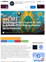 Revealing 8 Top Cryptos to Join in October 2025 With Explosive 1000x Potential | Live Bitcoin News