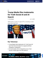 Trump Media files trademarks for Truth Social AI and AI Search