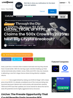 LivLive, TRON, or HYPE: Who Claims the 500x Crown in 2025’s Next Big Crypto Breakout? | Live Bitcoin News