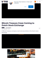 Bitcoin Treasury Craze Coming to Dutch Stock Exchange - U.Today
