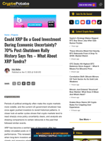 Could XRP Be a Good Investment During Economic Uncertainty? 70% Post-Shutdown Rally History Says Yes - What About XRP Tundra?