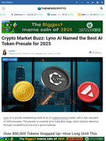 Crypto Market Buzz: Lyno AI Named the Best AI Token Presale for 2025