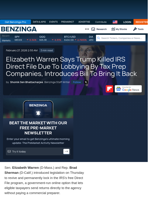 Elizabeth Warren Says Trump Killed IRS Direct File Due To Lobbying By Tax Prep Companies, Introduces Bill To Bring It Back  - Benzinga