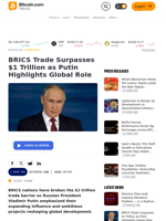 BRICS Trade Surpasses $1 Trillion as Putin Highlights Global Role – News Bytes Bitcoin News