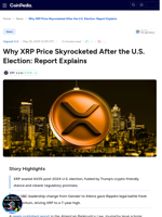 Why XRP Price Skyrocketed After the U.S. Election: Report Explains