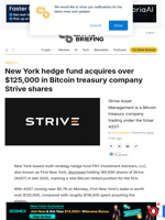 New York hedge fund acquires over $125,000 in Bitcoin treasury company Strive shares