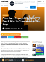 Quantum Computing Won't Break Bitcoin Tomorrow, A16z Says | Live Bitcoin News