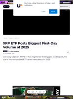 XRP ETF Posts Biggest First-Day Volume of 2025 - U.Today