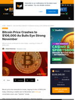 Bitcoin Price Crashes To $106,000, Bulls Eye Strong November