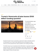 Trump's Venezuela oil plan leaves $100 billion funding question