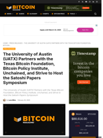 The University Of Austin (UATX) Partners With The Texas Bitcoin Foundation, Bitcoin Policy Institute, Unchained, And Strive To Host The Satoshi Papers Symposium