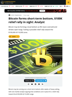 Bitcoin Forms Short-Term Bottom, $100,000 Rally in Sight