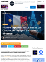France Expands AML Checks on Crypto Exchanges, Including Binance | Live Bitcoin News