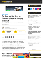 The Good and Bad News for Ethereum (ETH) After Dumping Below $2K