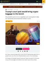 Trump’s Court Pick Would Bring Crypto Baggage To The Bench