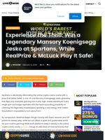 Experience the Thrill: Win a Legendary Mansory Koenigsegg Jesko at Spartans, While RealPrize & McLuck Play It Safe! | Live Bitcoin News