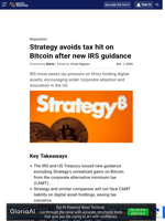 Strategy avoids tax hit on Bitcoin after new IRS guidance