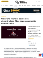 CoinFund founder advocates decentralized AI as counterweight to centralization