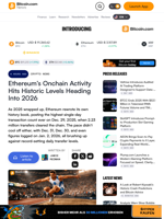 Ethereum’s Onchain Activity Hits Historic Levels Heading
Into 2026
