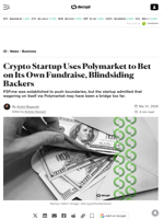 Crypto Startup Uses Polymarket to Bet on Its Own Fundraise, Blindsiding Backers - Decrypt
