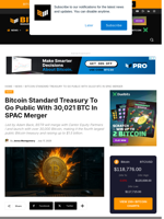 Bitcoin Standard Treasury To Go Public With 30,021 BTC In SPAC Merger