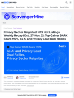 AI and Privacy Tokens Drive This Week’s Crypto Market Shift