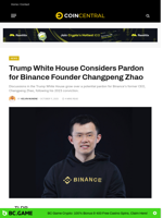 Trump White House Considers Pardon for Binance Founder