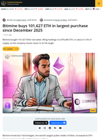 Bitmine Immersion Pushes Ether Holdings Near 5M ETH