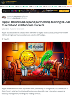 Ripple Unveils Robinhood, BNY and C2FO Deals at Swell 2026