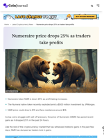 Numeraire price drops 25% as traders take profits - CoinJournal