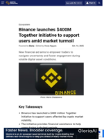 Binance launches $400M Together Initiative to support users amid market turmoil