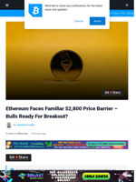 Ethereum Faced With Familiar $2,800 Price Barrier - Bulls Ready For Breakout?