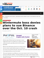Wintermute boss denies plans to sue Binance over the Oct. 10 crash - The Crypto News Wire